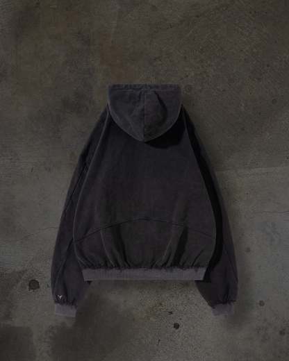 EMBROIDERED VINE ZIPUP (COAL)-IYAMIUIO