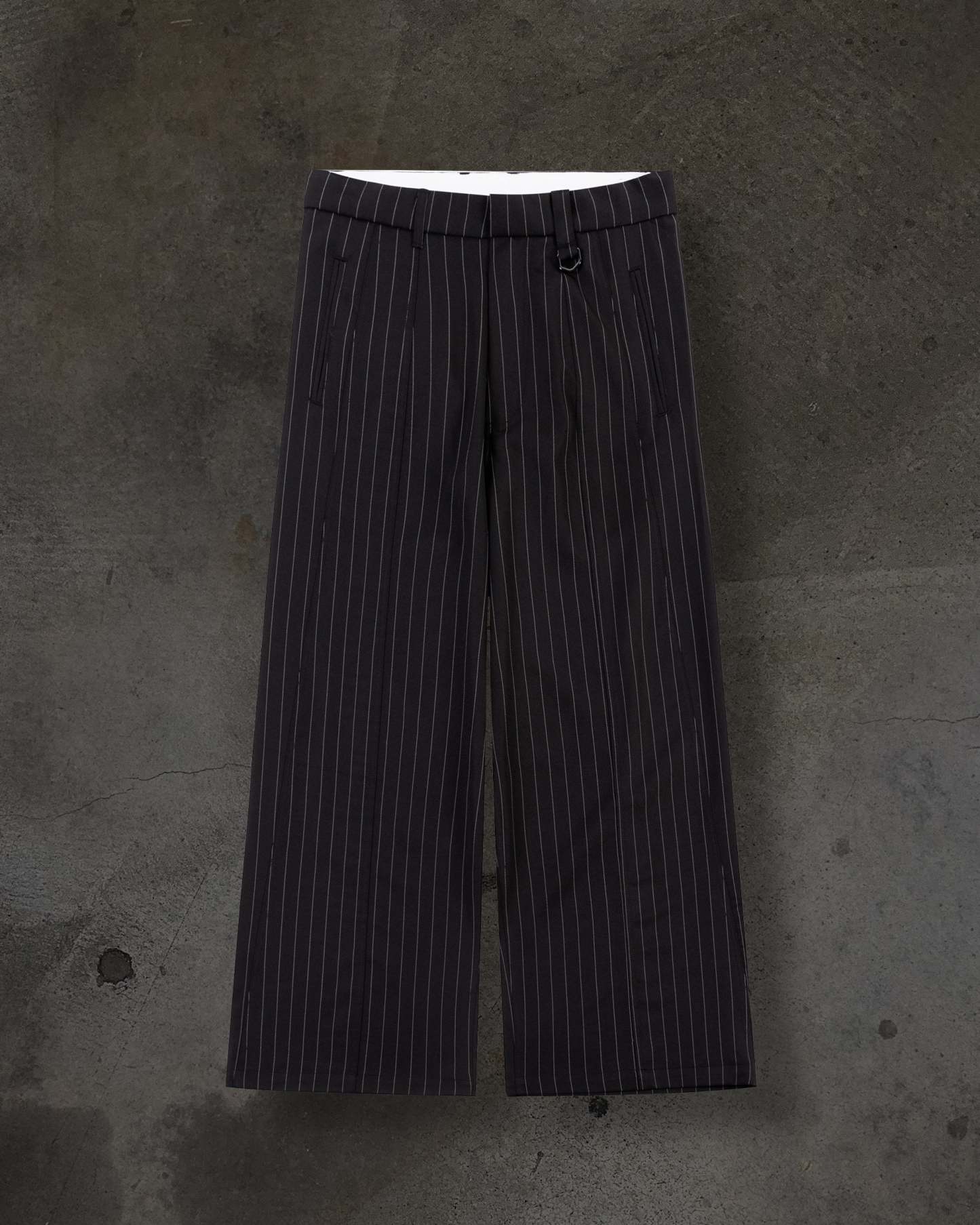 WIDE-LEG DRESS PANTS (PINSTRIPED BLK/WHT)-IYAMIUIO