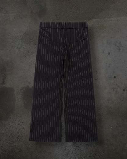WIDE-LEG DRESS PANTS (PINSTRIPED BLK/WHT)-IYAMIUIO