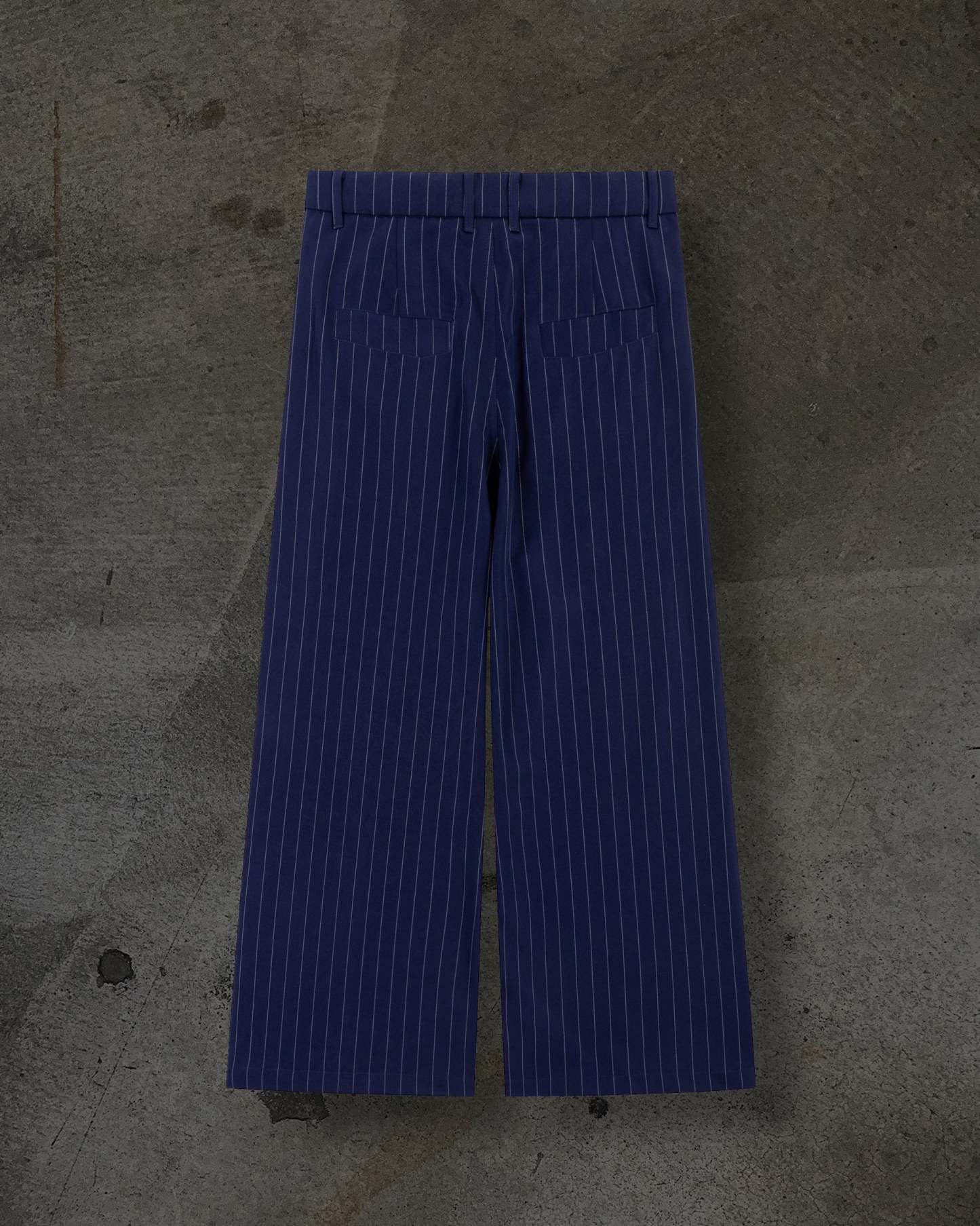 WIDE-LEG DRESS PANTS (PINSTRIPED NAVY/WHT)-IYAMIUIO