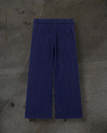 WIDE-LEG DRESS PANTS (PINSTRIPED NAVY/WHT)-IYAMIUIO