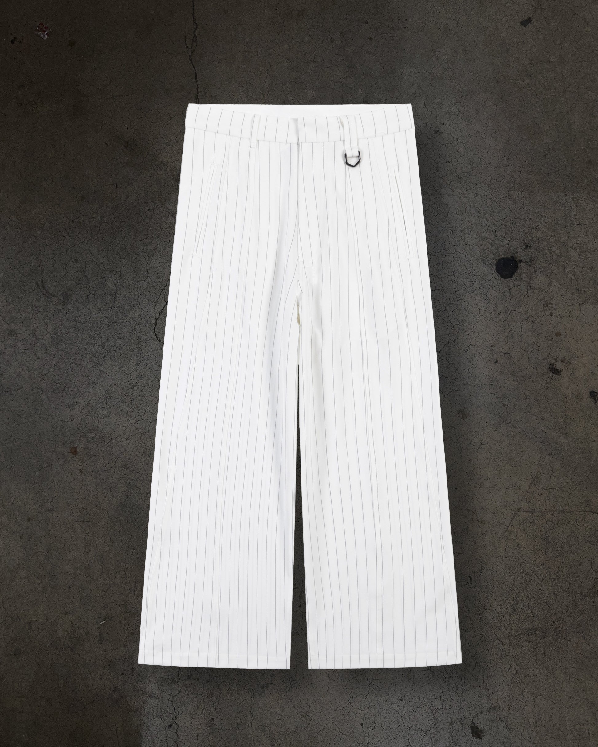 WIDE-LEG DRESS PANTS (PINSTRIPED WHT/BLK)-IYAMIUIO
