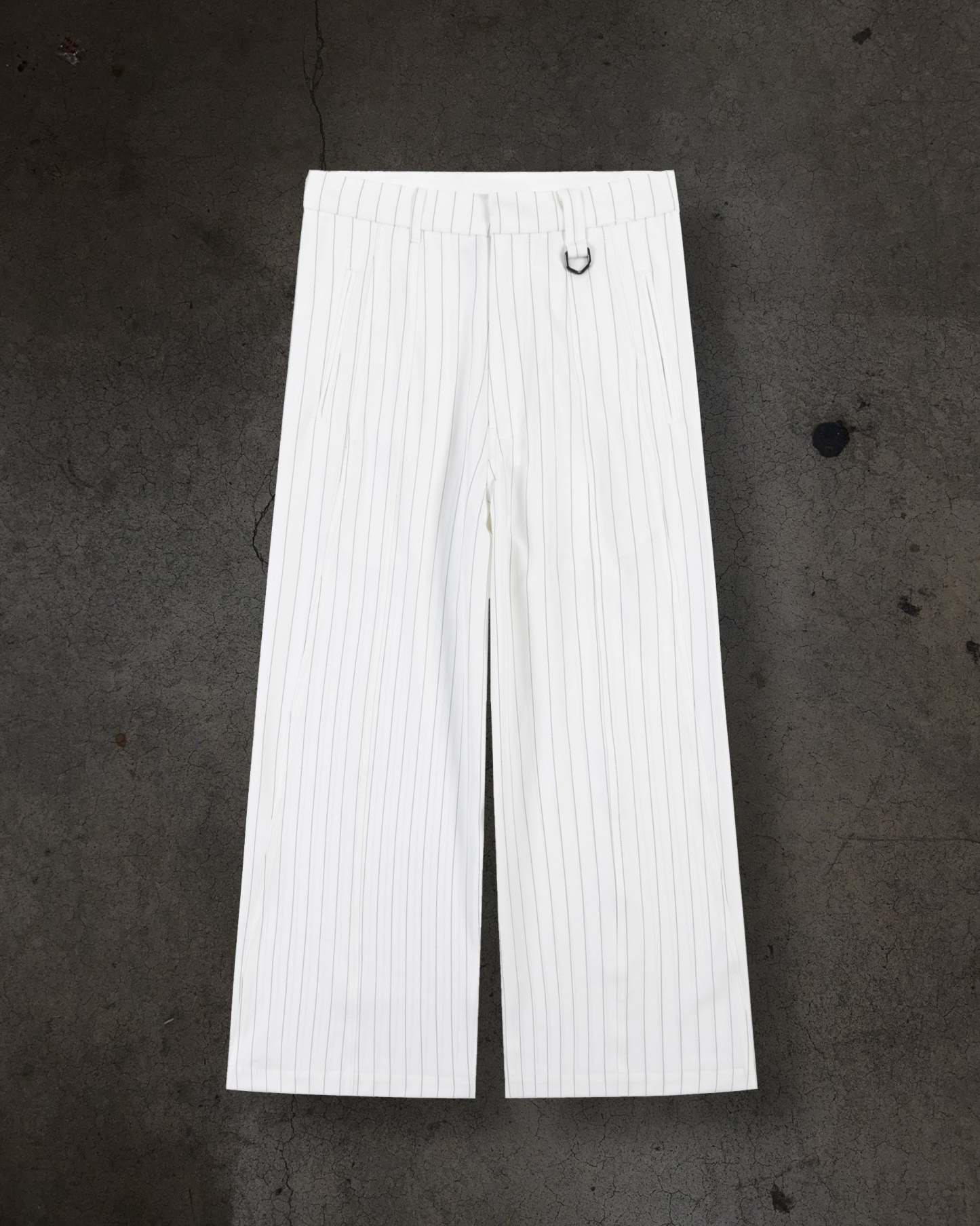 WIDE-LEG DRESS PANTS (PINSTRIPED WHT/BLK)-IYAMIUIO