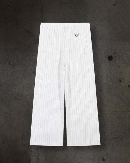 WIDE-LEG DRESS PANTS (PINSTRIPED WHT/BLK)-IYAMIUIO