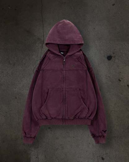 BIKER HOODIE (CRIMSON)-IYAMIUIO