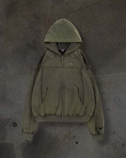 BIKER HOODIE (ASH)-IYAMIUIO