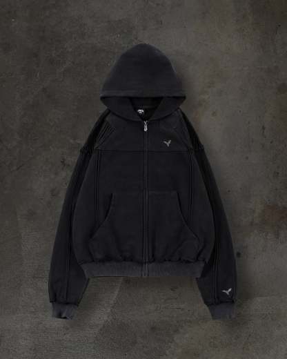 BIKER HOODIE (COAL)-IYAMIUIO