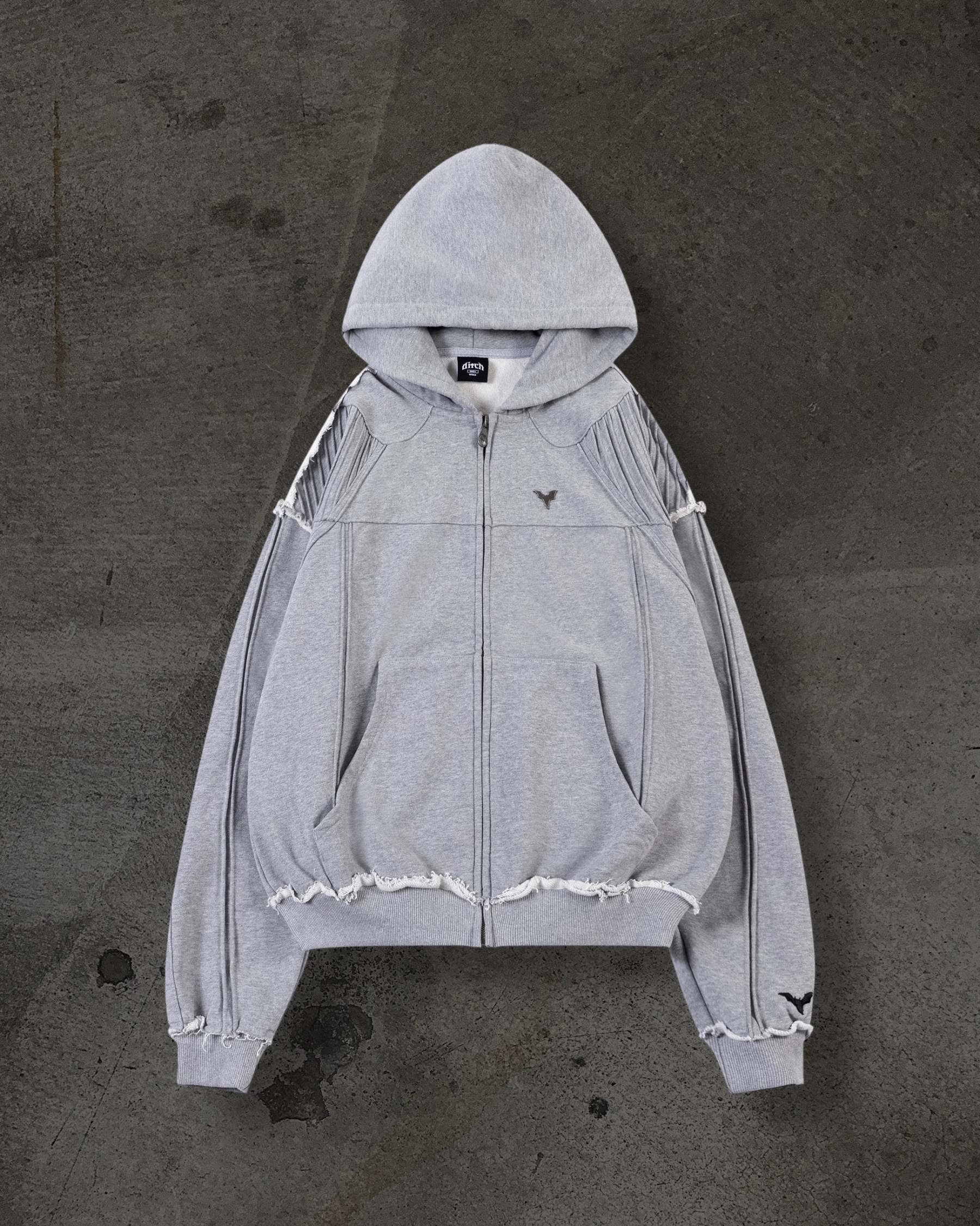 BIKER HOODIE (HEATHER GREY)-IYAMIUIO