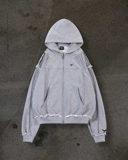 BIKER HOODIE (HEATHER GREY)-IYAMIUIO