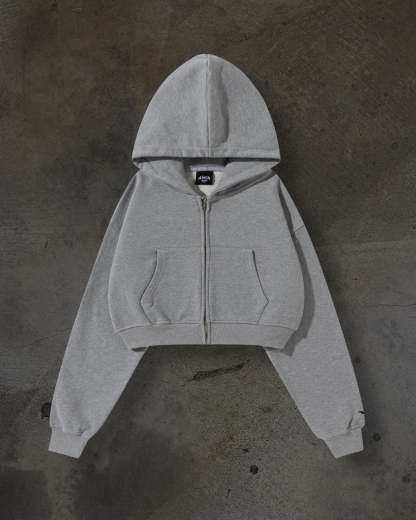 WOMENS CROPPED ZIP (HEATHER)-IYAMIUIO