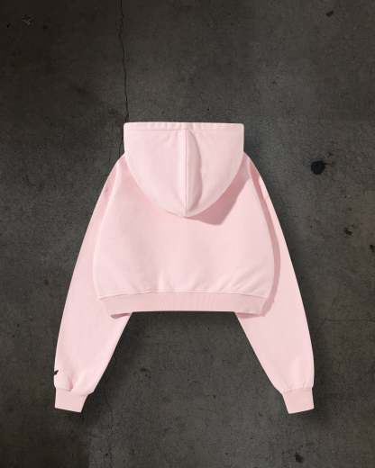 WOMENS CROPPED ZIP (BABY PINK)-IYAMIUIO