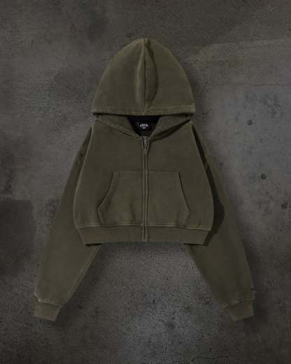 WOMENS CROPPED ZIP (ASH)-IYAMIUIO