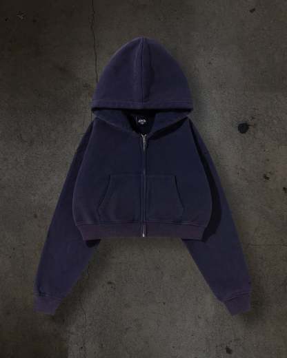 WOMENS CROPPED ZIP (NAVY)-IYAMIUIO