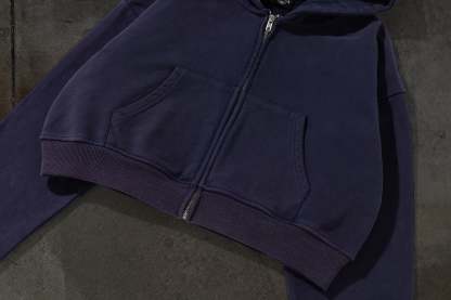 WOMENS CROPPED ZIP (NAVY)-IYAMIUIO