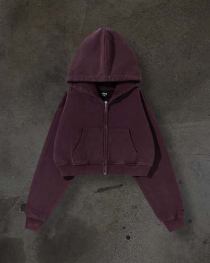 WOMENS CROPPED ZIP (CRIMSON)-IYAMIUIO