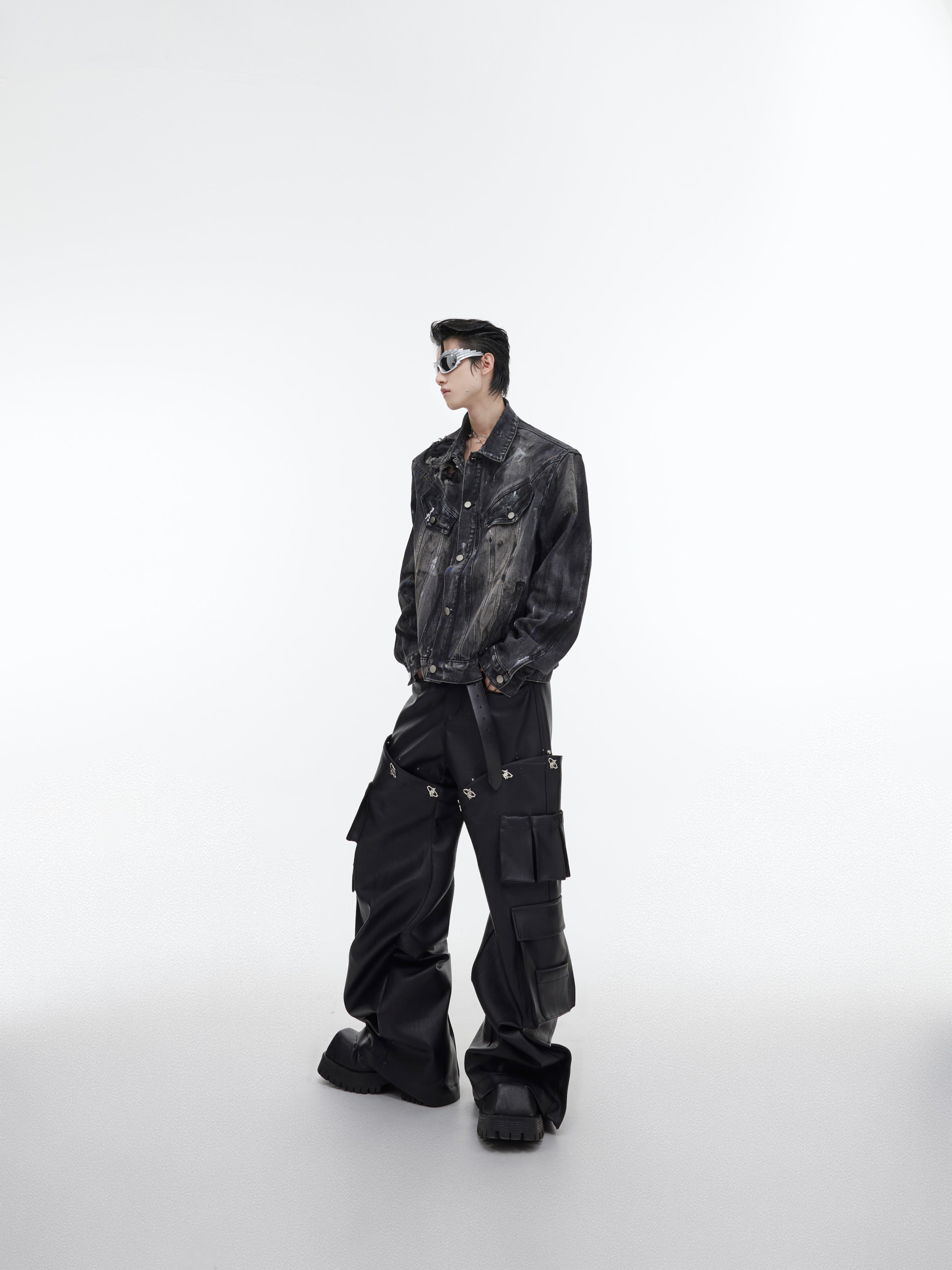 【23s October.】Hand-painted Distressed Short Denim Jacket-IYAMIUIO