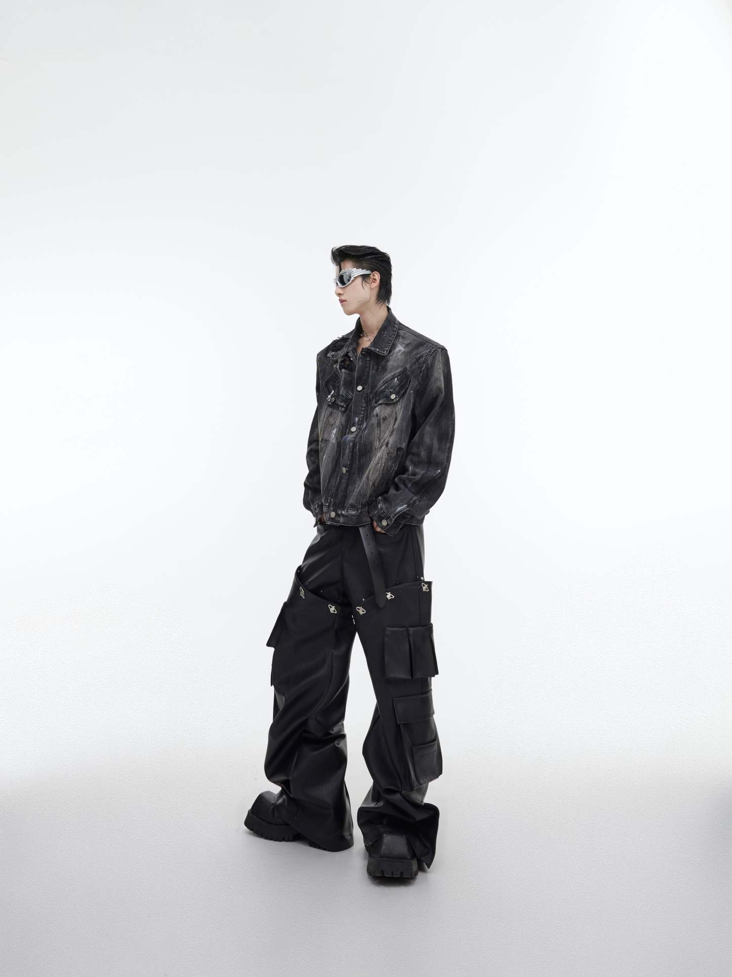 【23s October.】Hand-painted Distressed Short Denim Jacket-IYAMIUIO