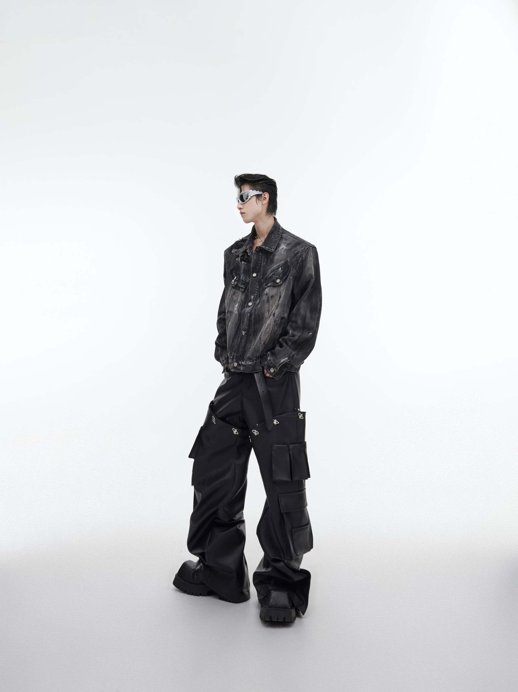 【23s October.】Hand-painted Distressed Short Denim Jacket-IYAMIUIO