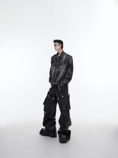 【23s October.】Hand-painted Distressed Short Denim Jacket-IYAMIUIO