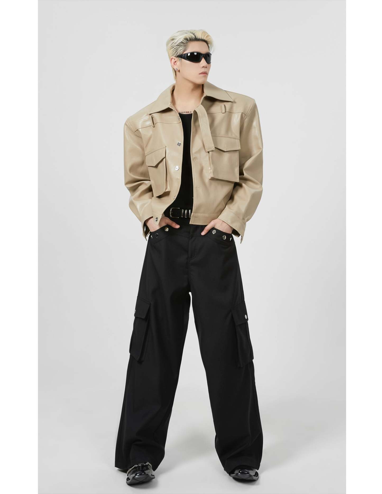 【23s August.】Shoulder Pad Leather Biker Jacket-IYAMIUIO