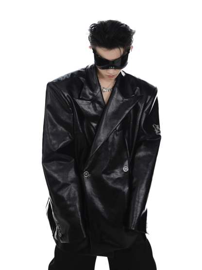 【23s Mar.】Shoulder Pad PU Leather Suit-IYAMIUIO