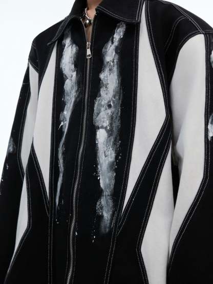 【24s Oct.】Line Shoulder Pads Art Punk Rock Design Shirt-IYAMIUIO