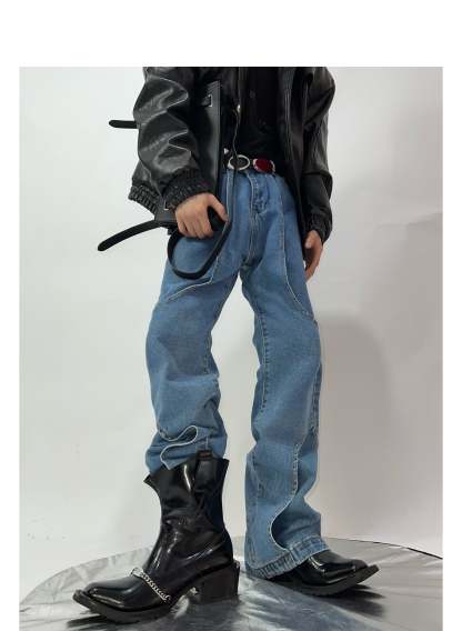 Double Layer Design Jeans-IYAMIUIO