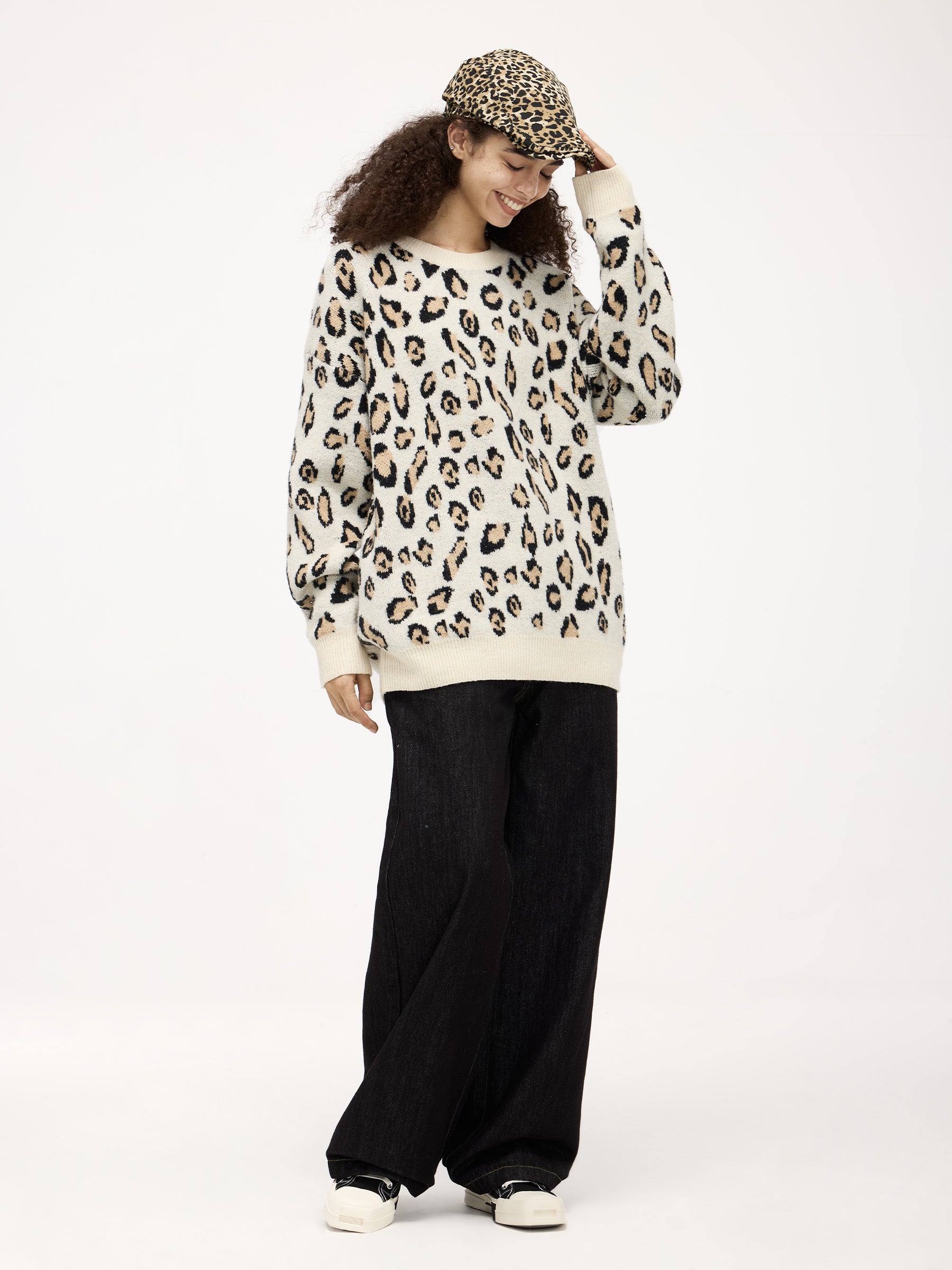 Aelfric Eden Apricot Leopard Print Sweater-IYAMIUIO
