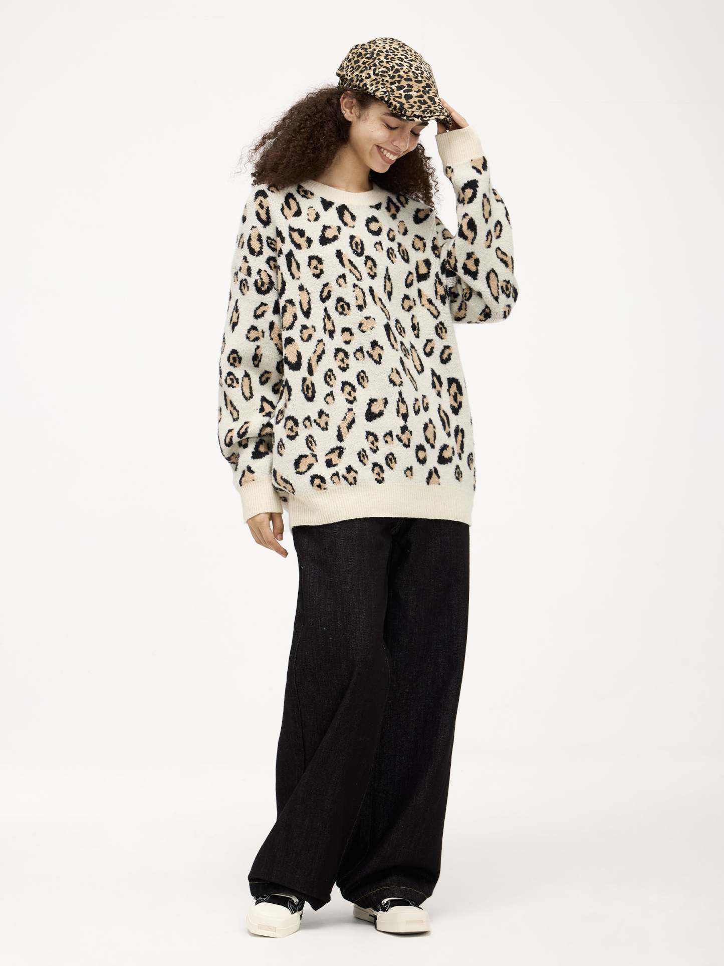 Aelfric Eden Apricot Leopard Print Sweater-IYAMIUIO