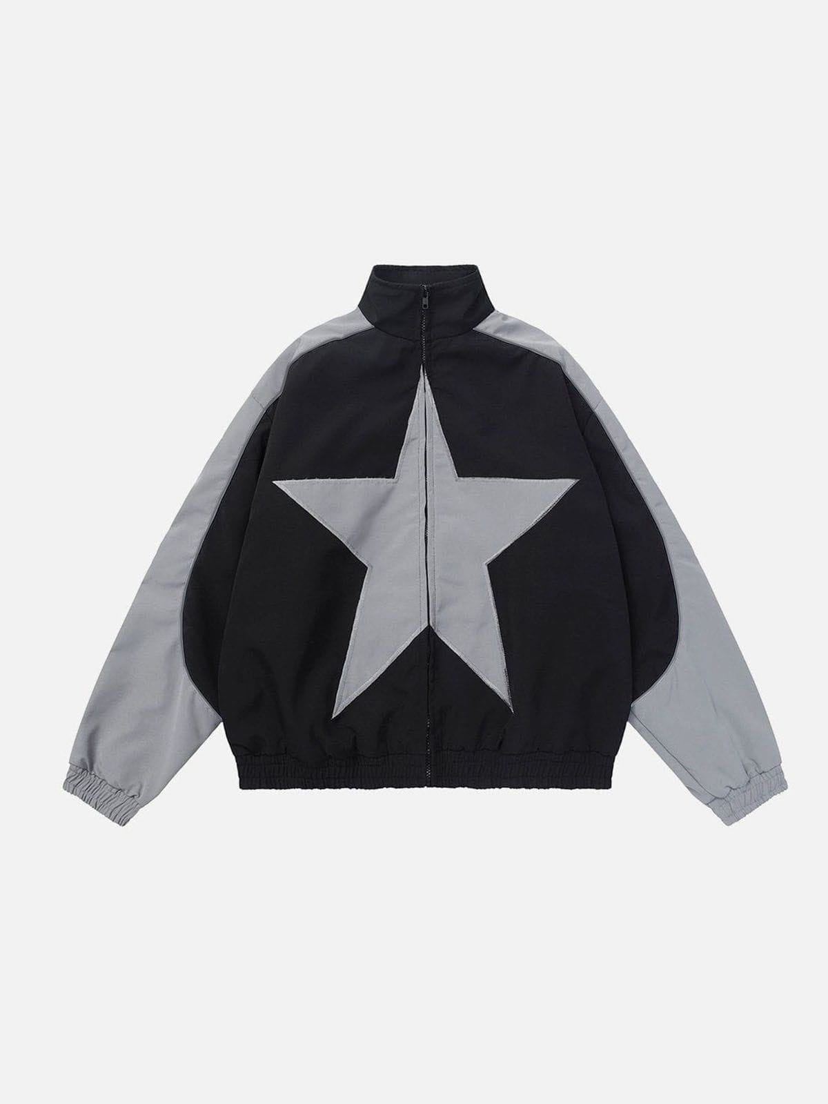 Aelfric Eden Reflective Stripe Star Zipper Jacket-IYAMIUIO