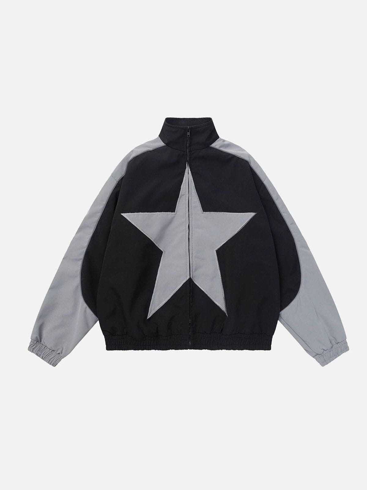 Aelfric Eden Reflective Stripe Star Zipper Jacket-IYAMIUIO