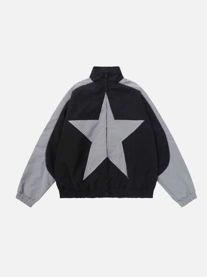 Aelfric Eden Reflective Stripe Star Zipper Jacket-IYAMIUIO