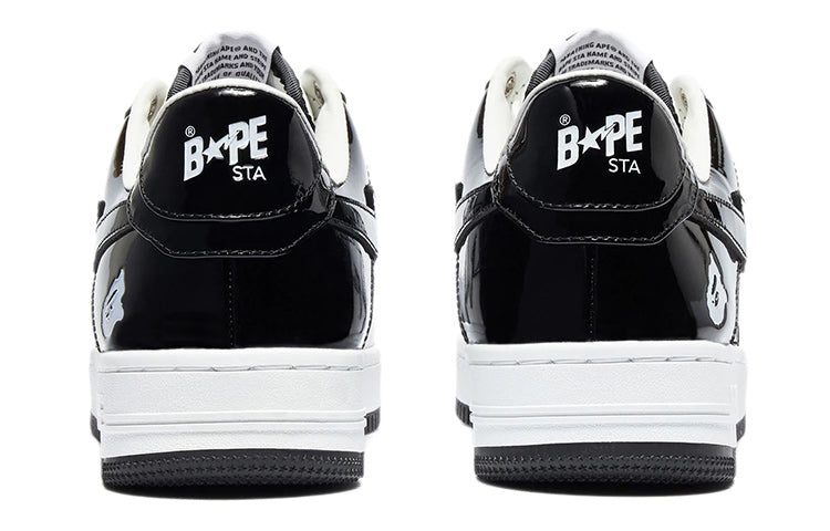 A Bathing Ape Bape Sta Patent Leather 'Black White' 1I70-191-002-BLACK-IYAMIUIO