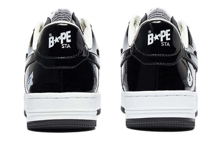 A Bathing Ape Bape Sta Patent Leather 'Black White' 1I70-191-002-BLACK-IYAMIUIO