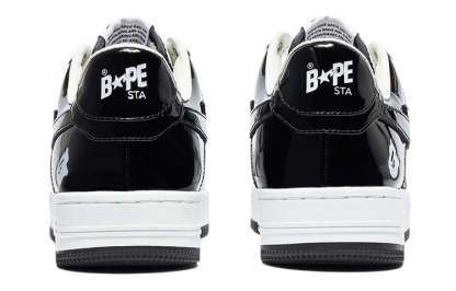 A Bathing Ape Bape Sta Patent Leather 'Black White' 1I70-191-002-BLACK-IYAMIUIO
