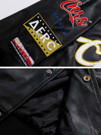 Aelfric Eden Letter-Embroidered Racing Jacket-IYAMIUIO