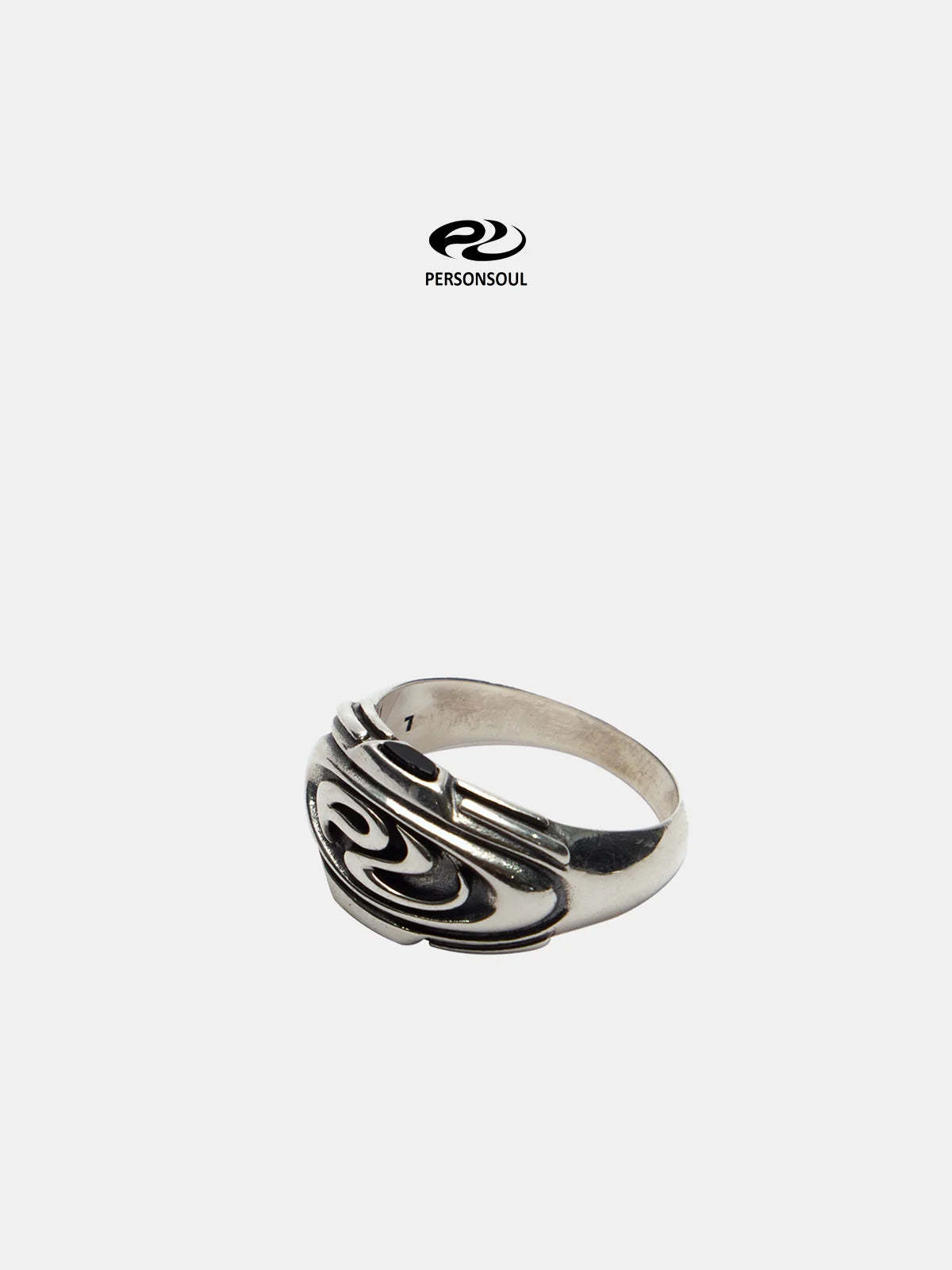 Personsoul Silver Logo Signet Ring-IYAMIUIO