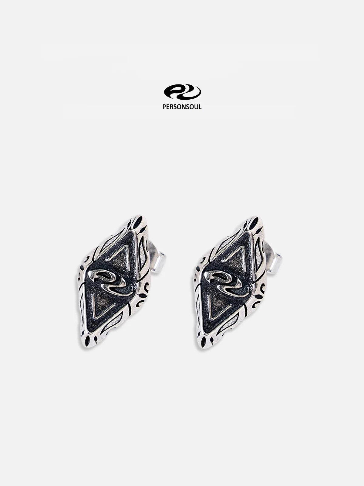 Personsoul Geometric Silver Stud Earrings-IYAMIUIO