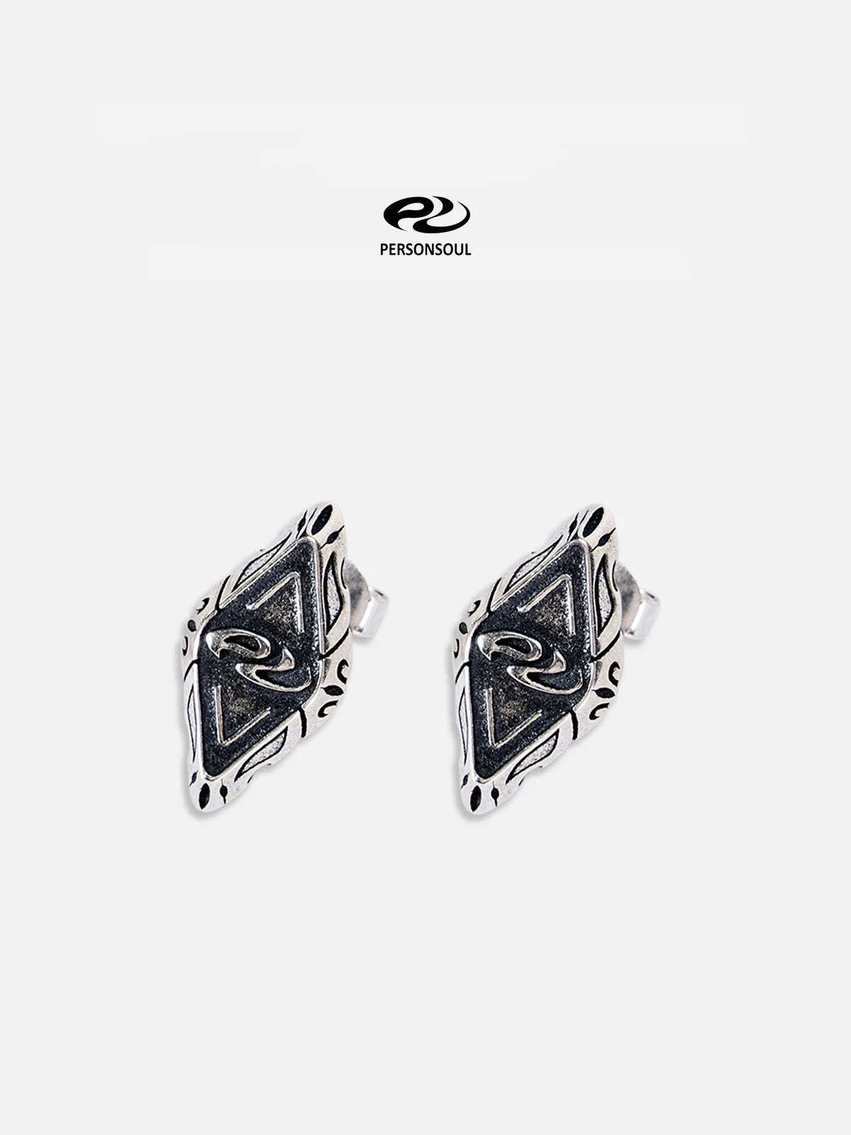 Personsoul Geometric Silver Stud Earrings-IYAMIUIO