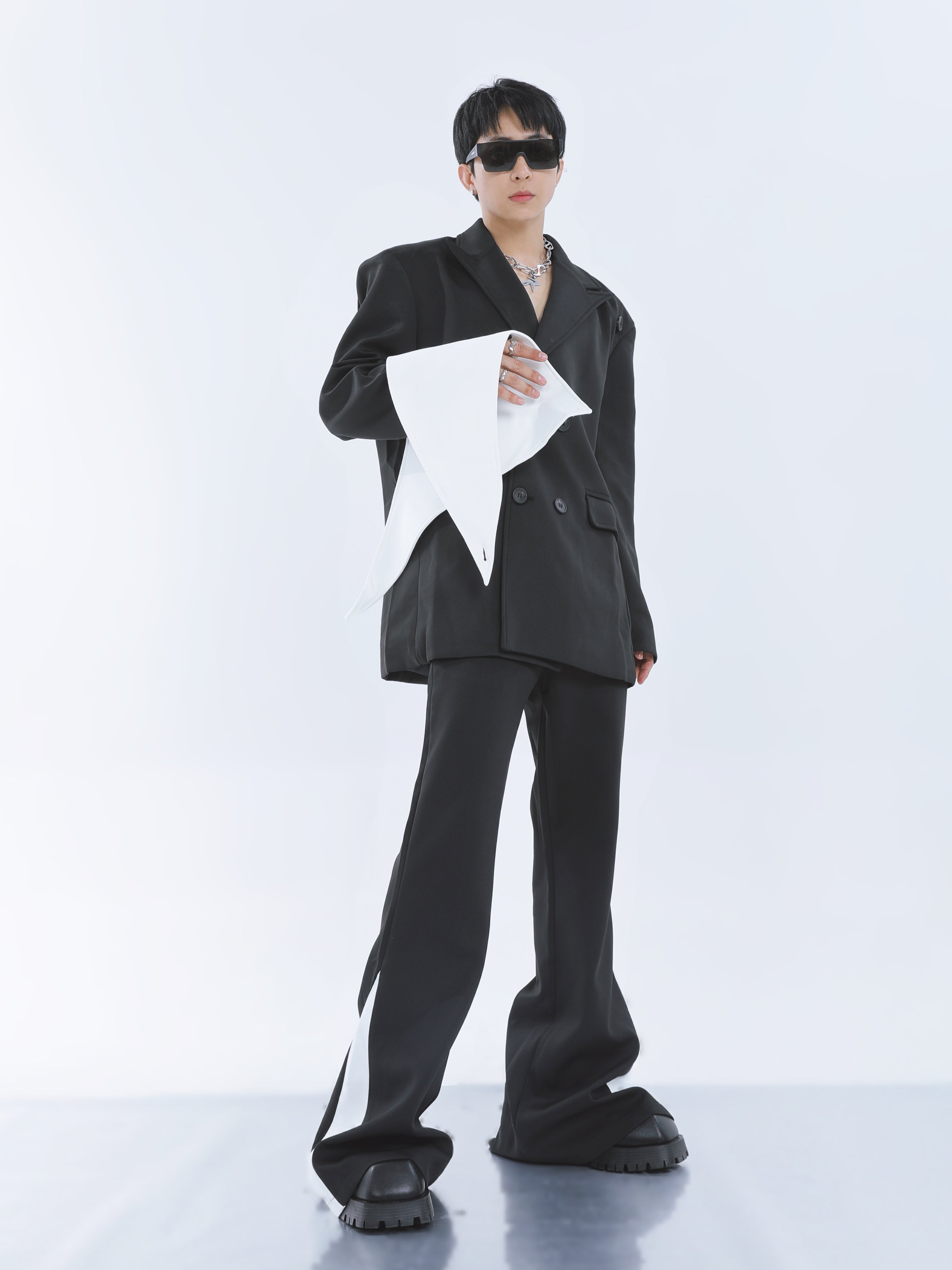 【23s September.】Removable Patchwork Double-Breasted Suit-IYAMIUIO