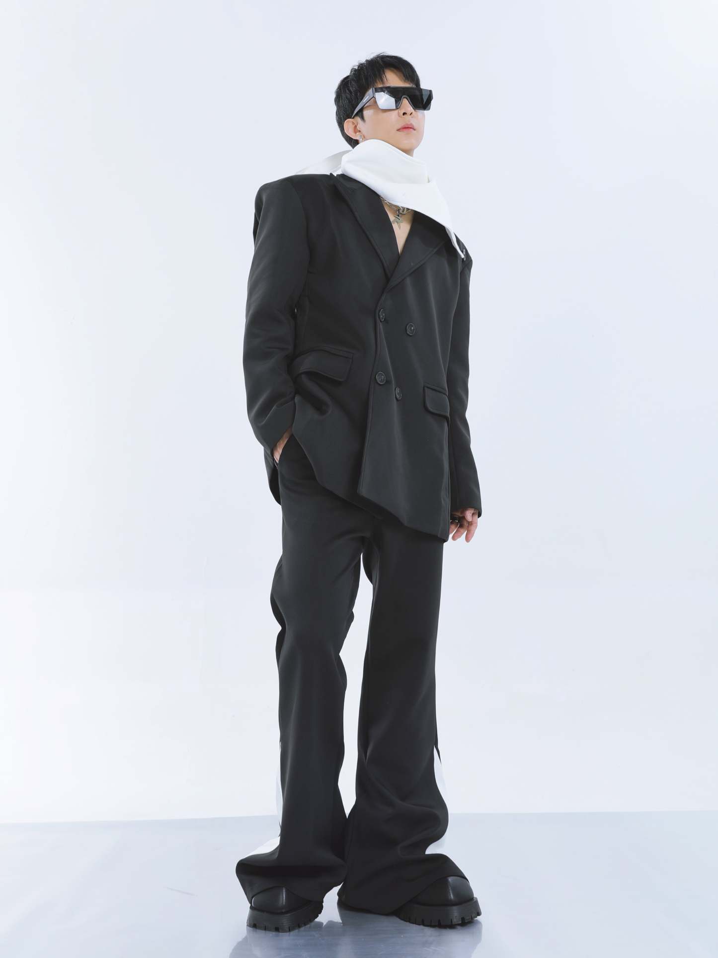 【23s September.】Removable Patchwork Double-Breasted Suit-IYAMIUIO