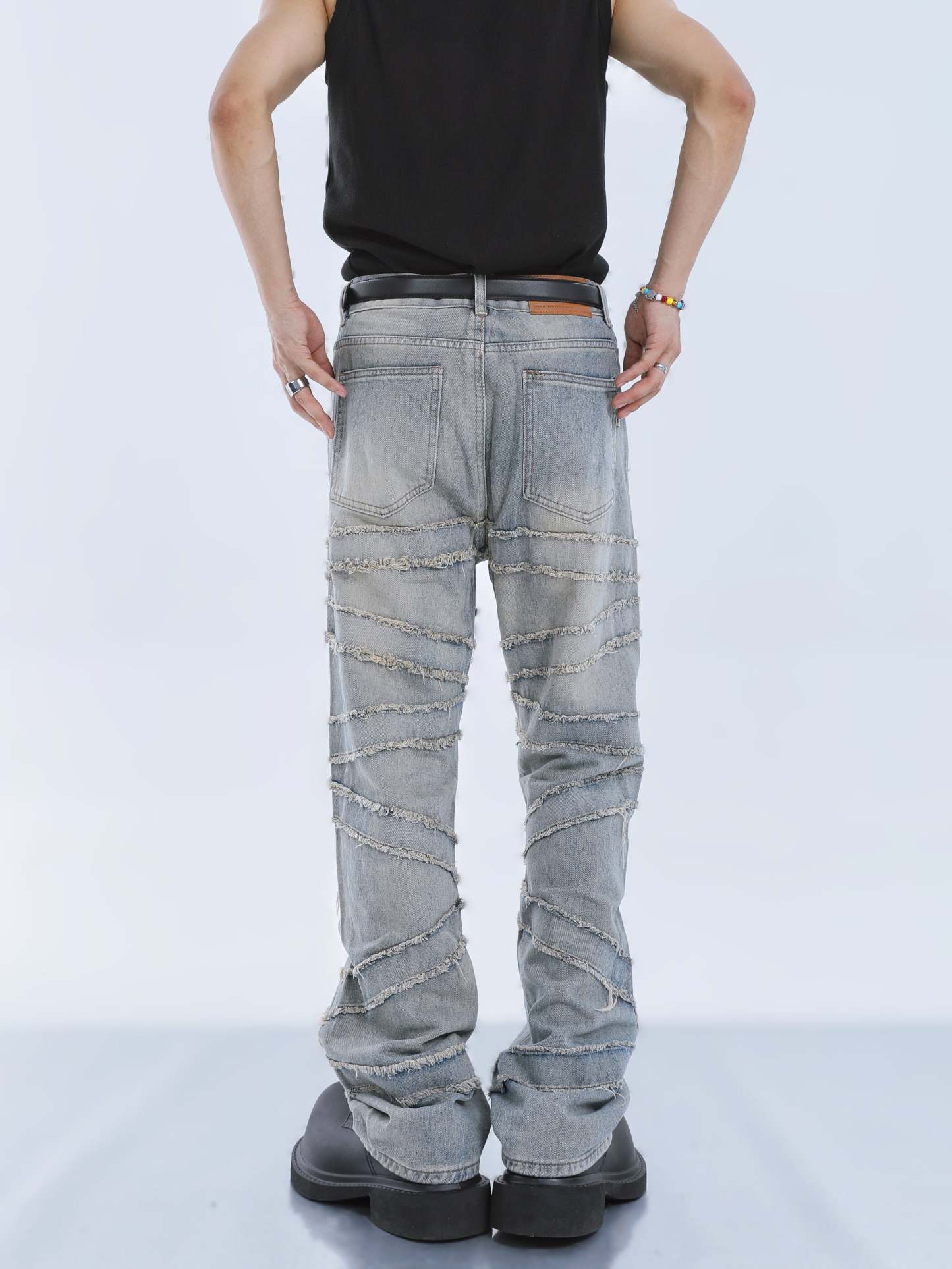 【23s September.】Fringed Raw Edge Loose Straight Jeans-IYAMIUIO