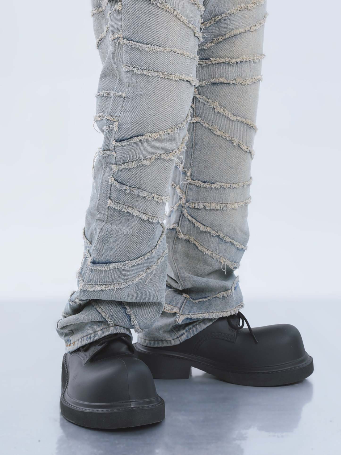 【23s September.】Fringed Raw Edge Loose Straight Jeans-IYAMIUIO