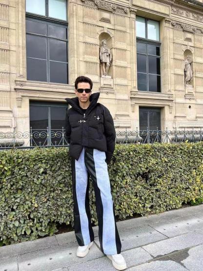 【23s July.】PU Leather Blue Black Trousers-IYAMIUIO