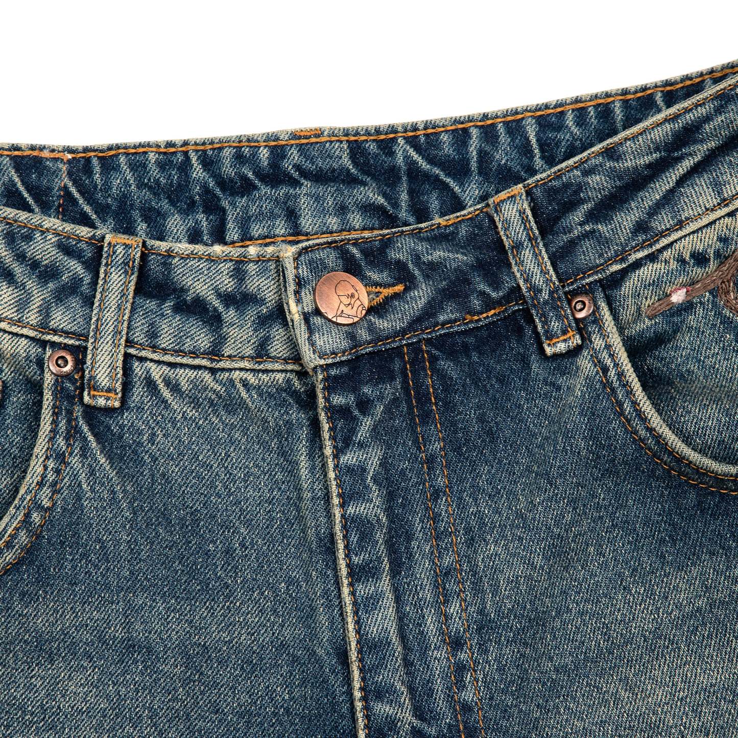 “sashiko v2” embroidered patchwork jeans-IYAMIUIO