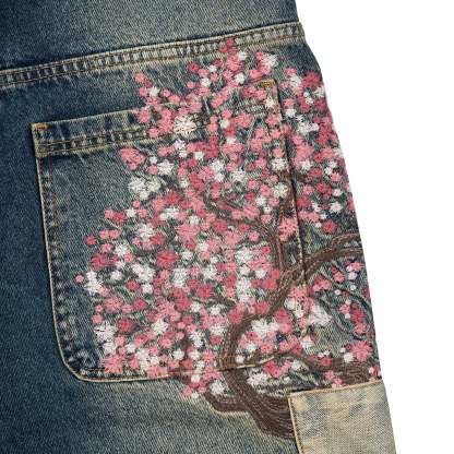 “sashiko v2” embroidered patchwork jeans-IYAMIUIO