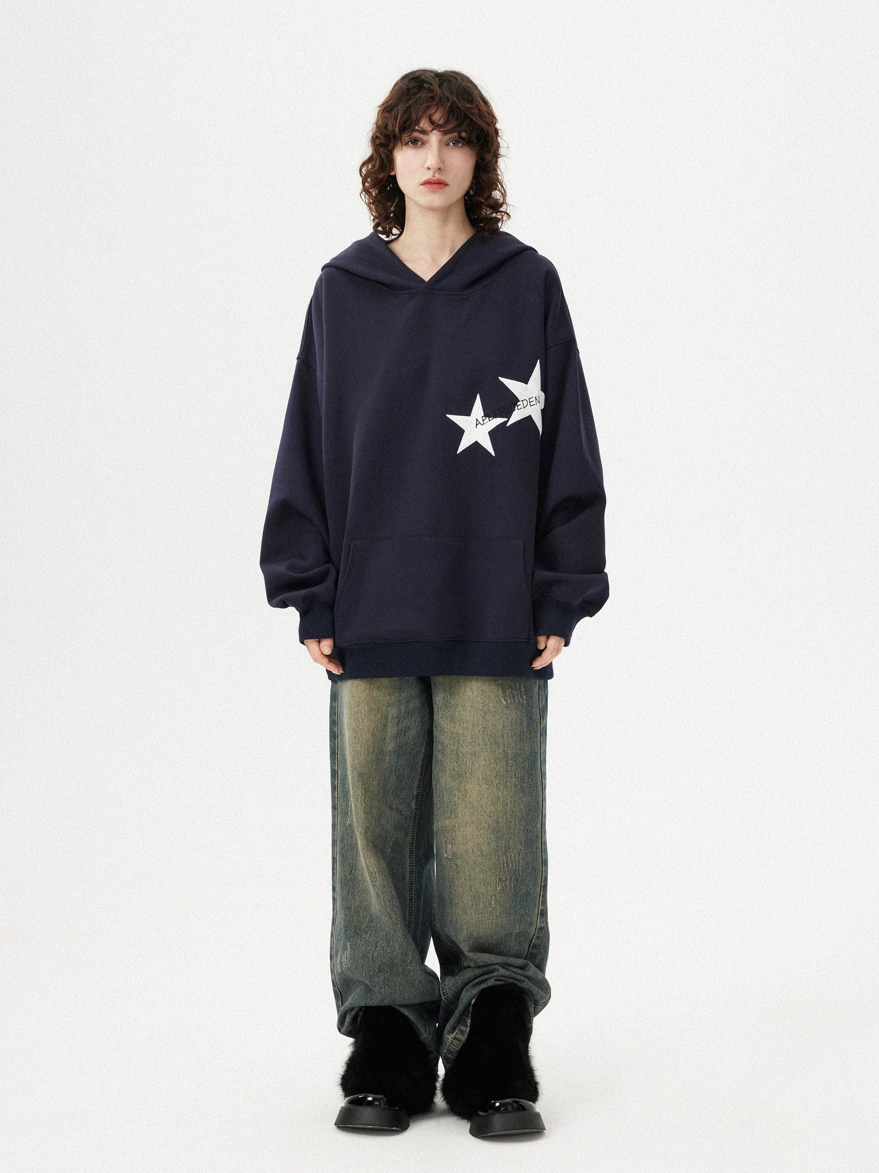 Aelfric Eden Star Print Color Contrast Hoodie-IYAMIUIO