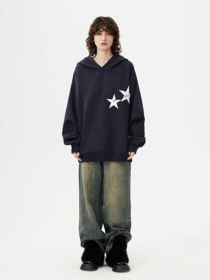 Aelfric Eden Star Print Color Contrast Hoodie-IYAMIUIO
