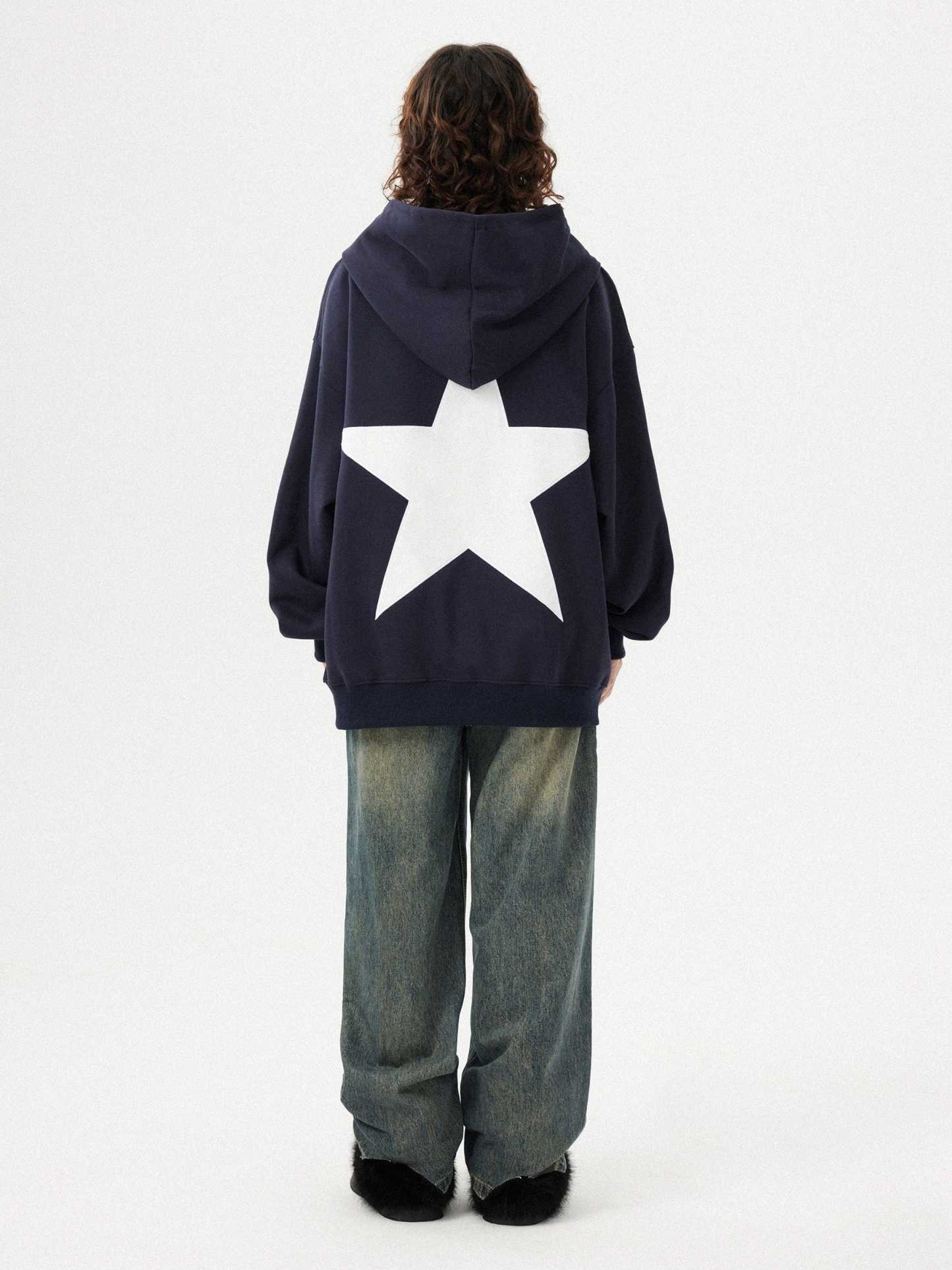 Aelfric Eden Star Print Color Contrast Hoodie-IYAMIUIO