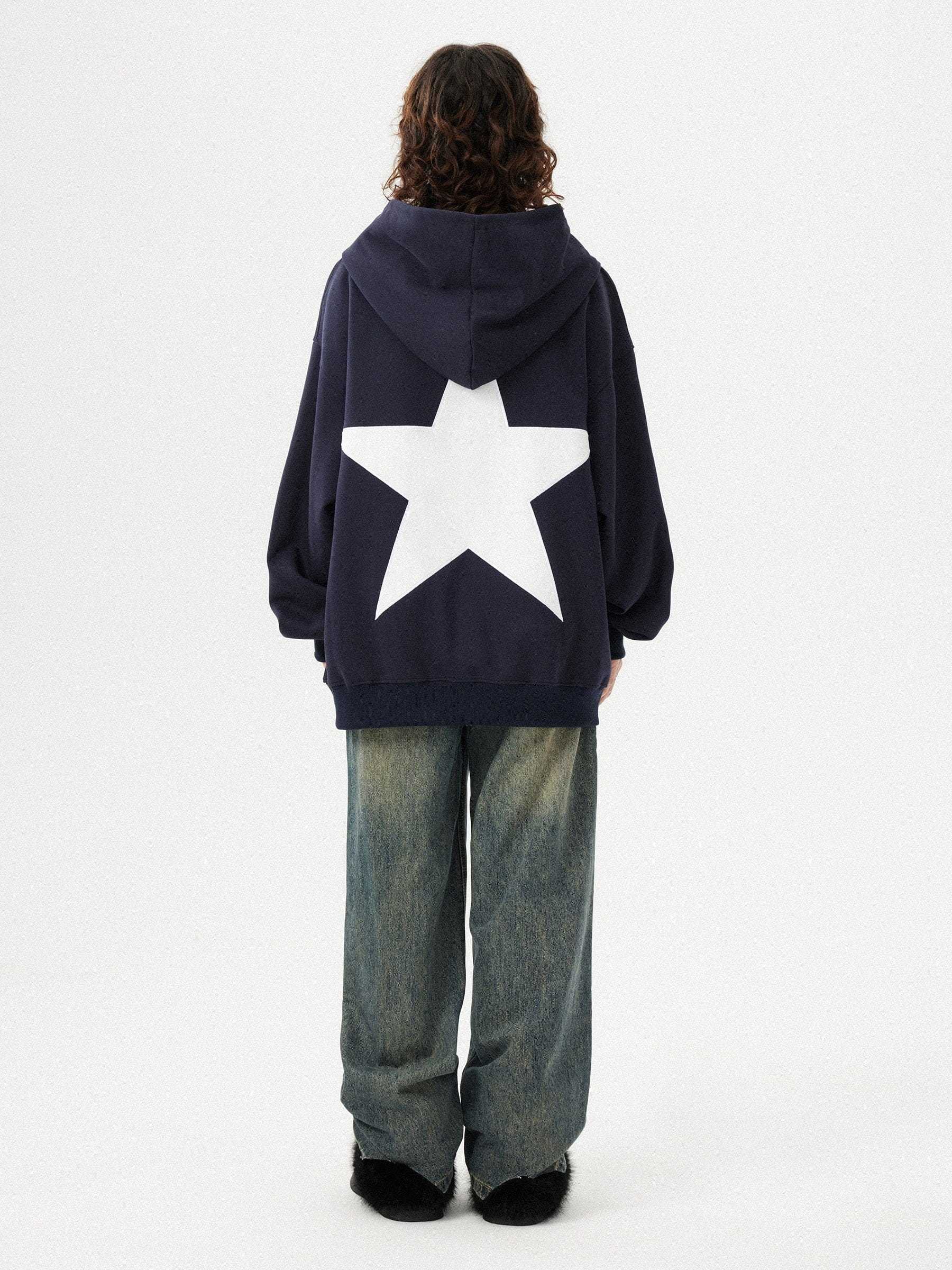 Aelfric Eden Star Print Color Contrast Hoodie-IYAMIUIO